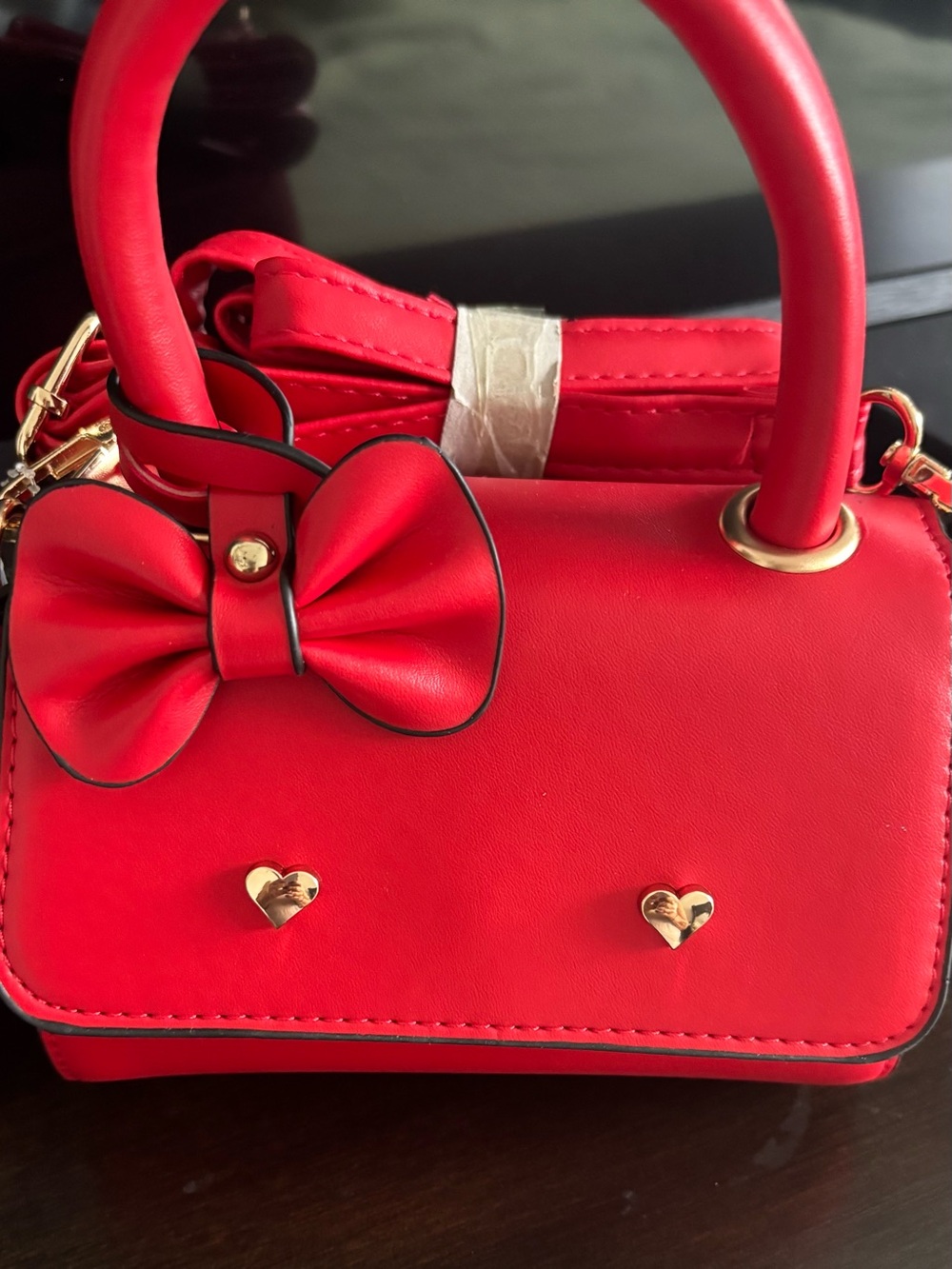 Red Mini Bow-Accent Tote Handbag